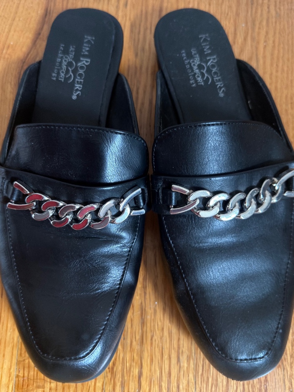 Kim Rogers Emersyn Women's Black Slip-On Mules Silver Chain